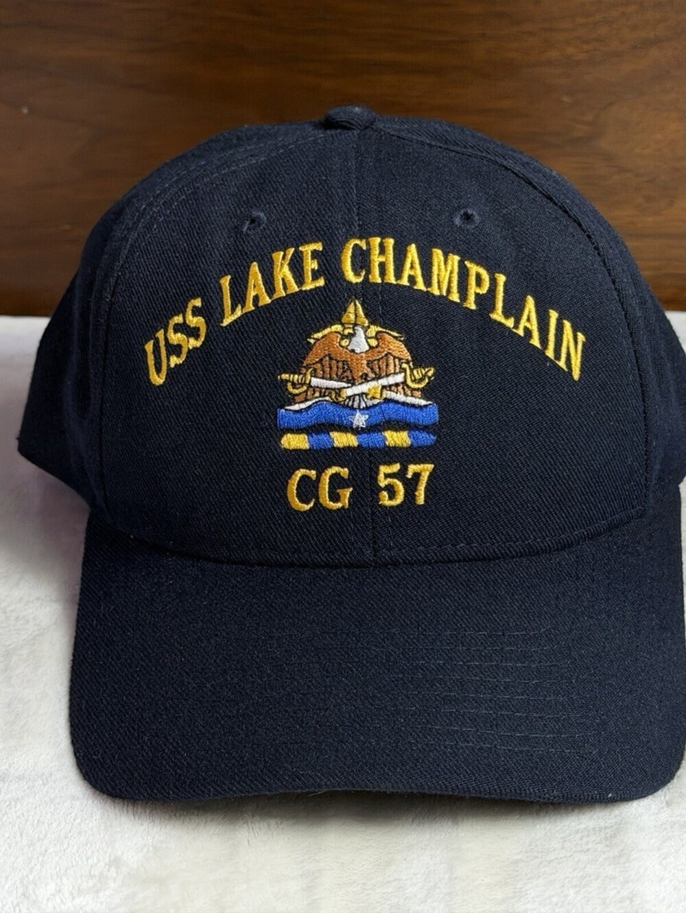 Vintage USS Lake Champlain CG 57 Ball Cap Hat US Navy Snapback Made in USA Corps